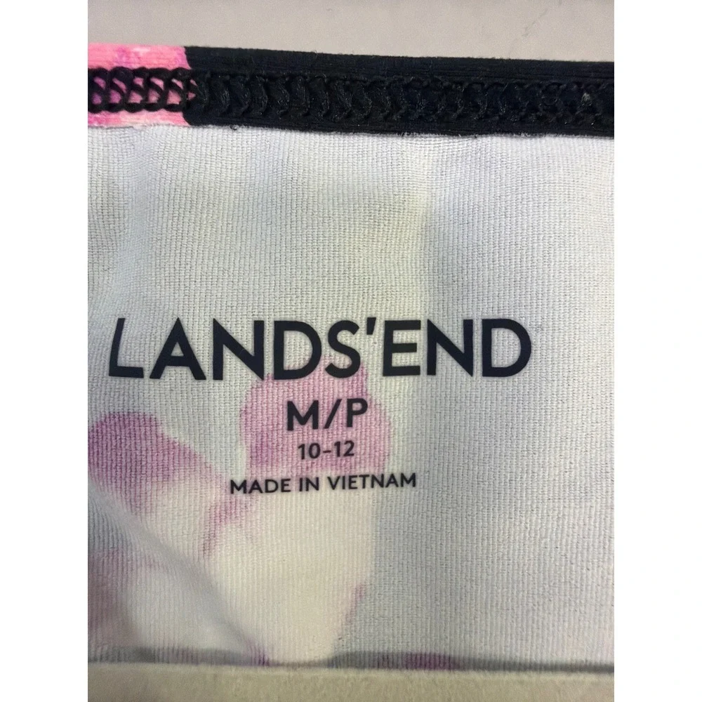 Lands End Womens Black Pink Floral‎ Athleisure Tank Dress Medium 10-12